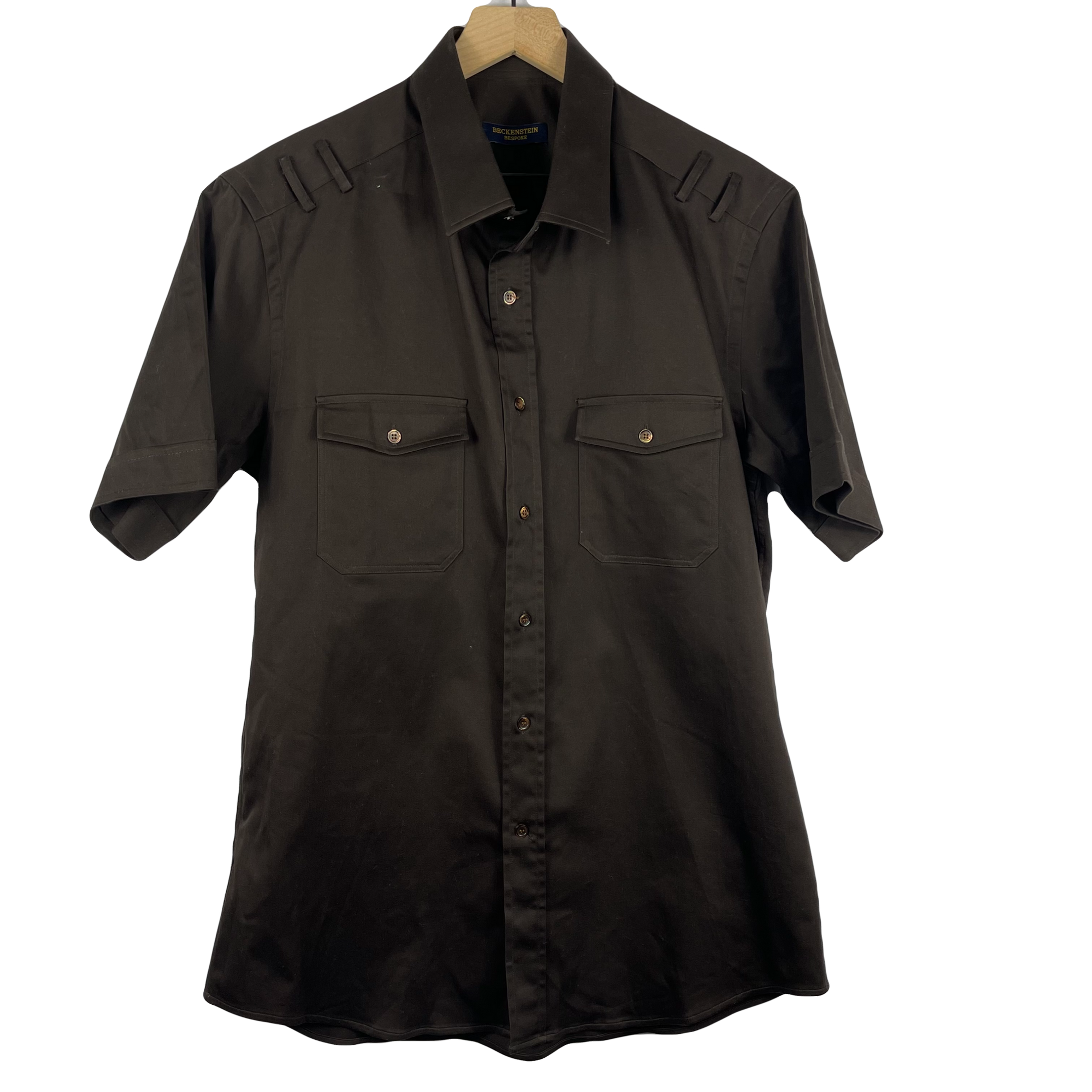 Beckenstein Bespoke Chocolate Short Sleeve Button Up