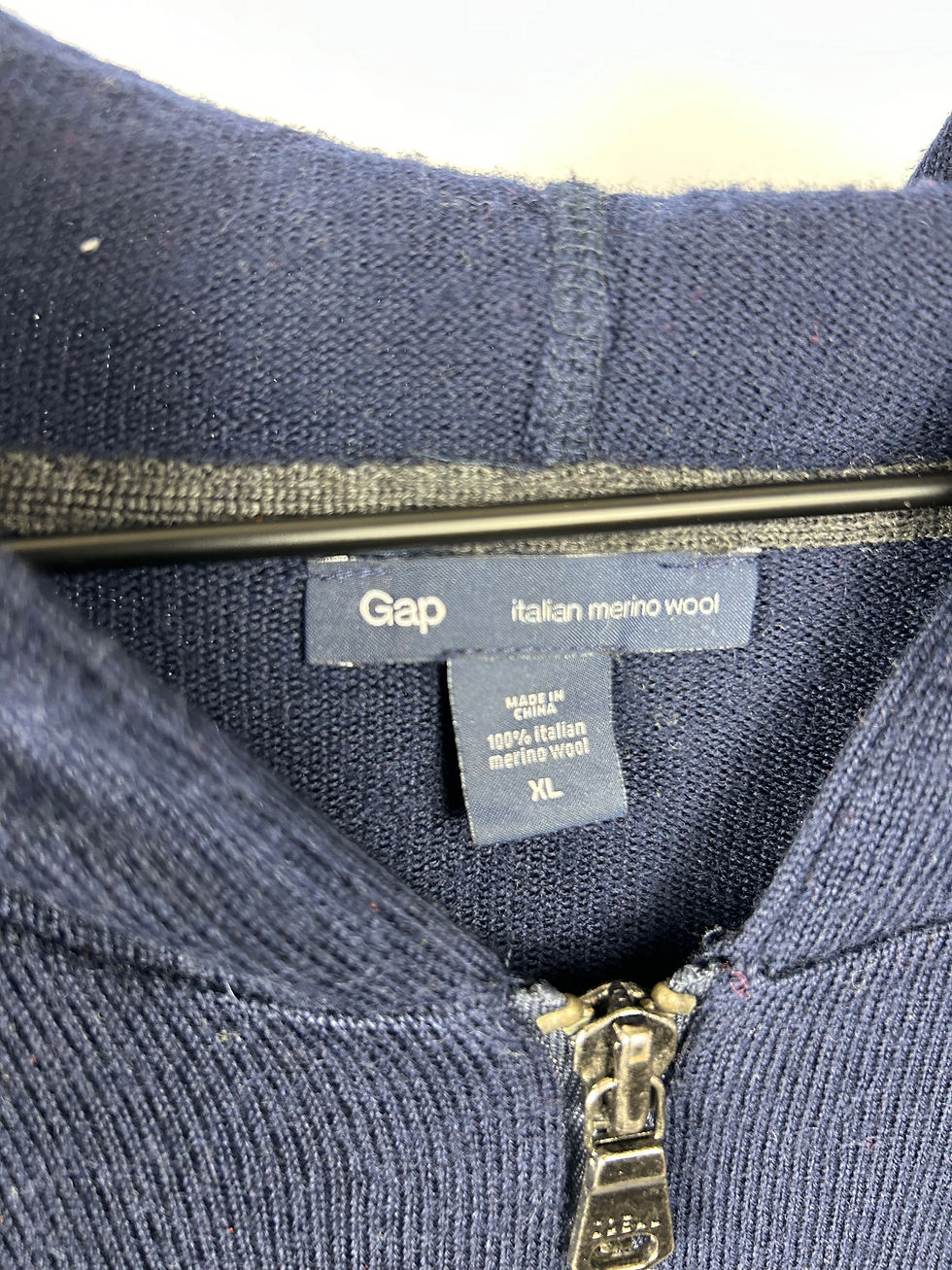 Thumbnail: Gap Italian Merino Wool Navy Blue Zip-Up