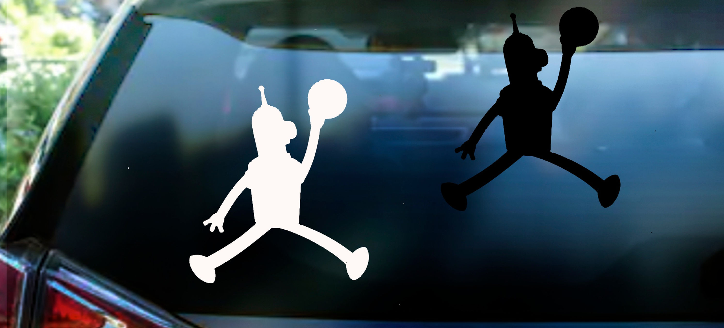 Futurama Bender Jumpman Parody  Decal Sticker for a Car, Window, Wall, or Laptop