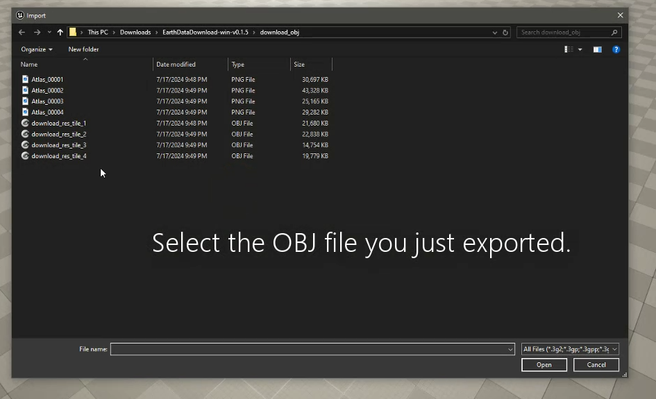 Select the OBJ File.