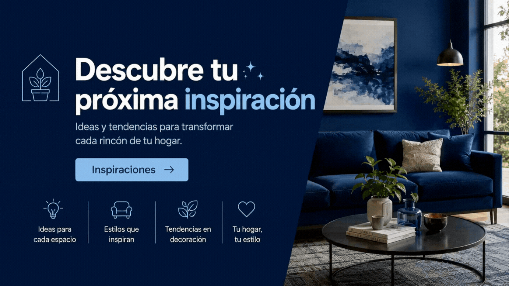 Ambiente moderno com decoração para hogar e jardín, inspirando espaços aconchegantes e funcionais.