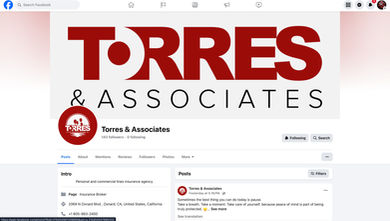 Social media management and lead generation for Torres & Associates Insurance Agency — enhancing brand visibility and client engagement through strategic advertising.