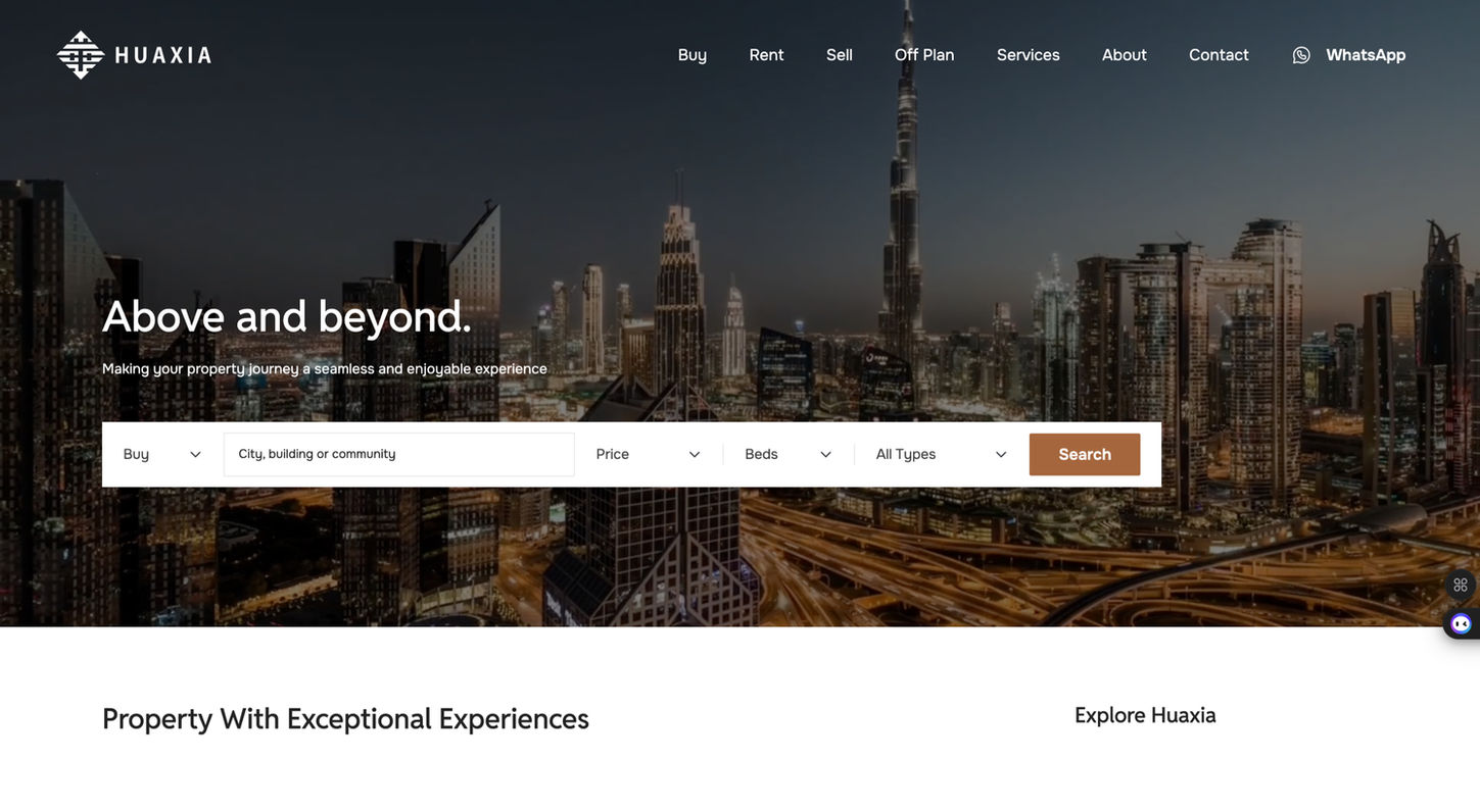 Screenshot of Huaxia Real Estate Company Dubai website displaying property listings, sleek design, and responsive layout.