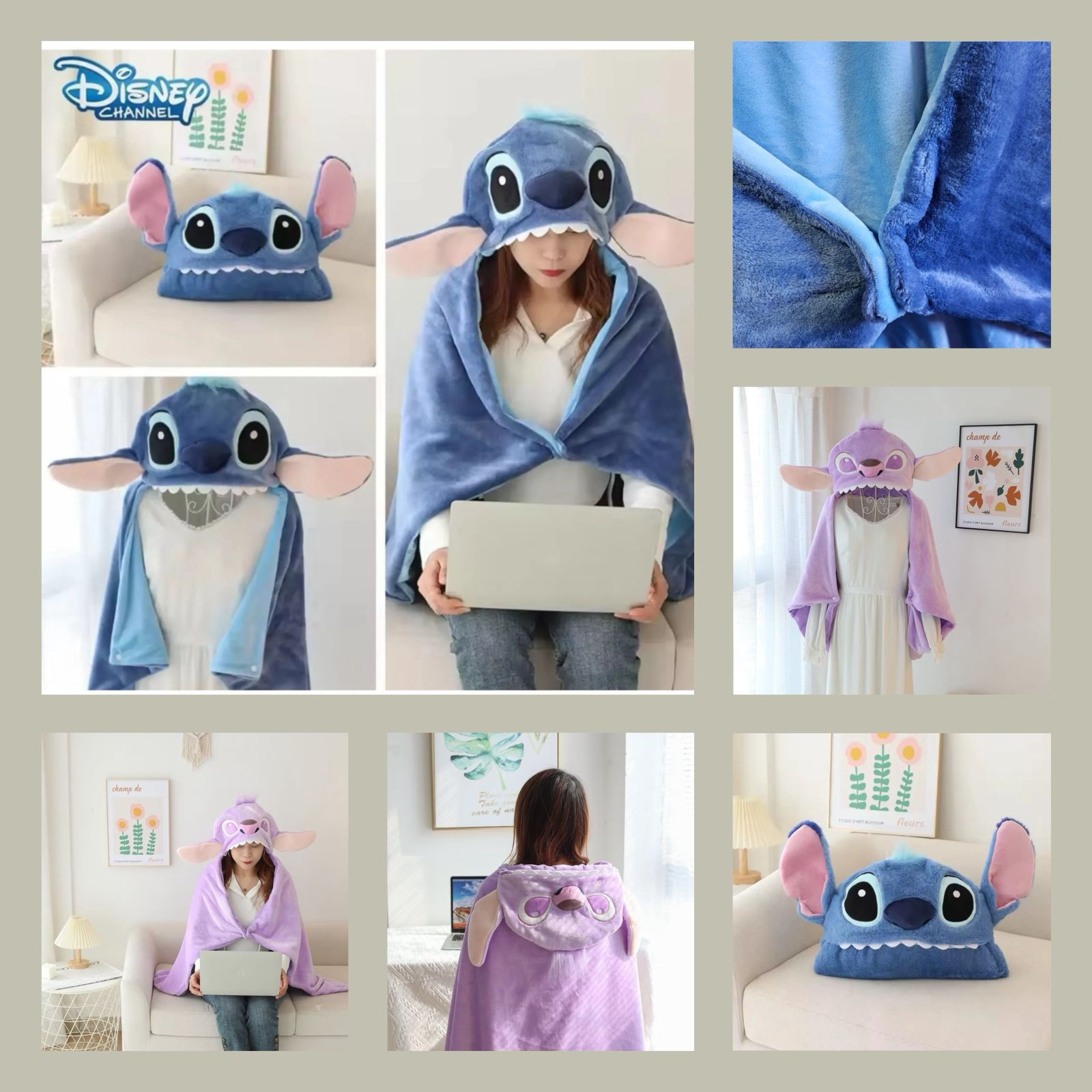 Manta con capucha stitch 