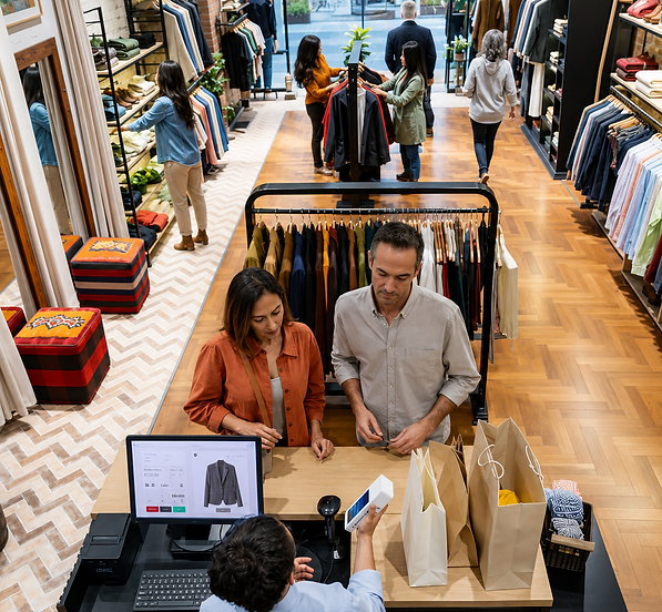 Modern retail point of sale system for fast customer checkout