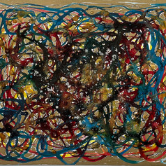 Mixed media - liquid acrylic paint, ink, glitter paint on board, 'Beauty Within', 8"x10"