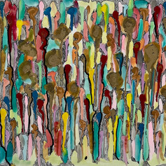 Mixed media - watercolor, markers, glitter paint, ink on board, 'Light Warriors Rising', 8"x10"