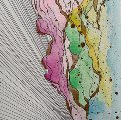 Mixed media - watercolor, ink, acrylic paint on paper, 'Untitled', 8.5"x 5.5"