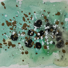 Mixed media - watercolor, ink, acrylic paint on paper, 'Untitled', 4 1/2"x6 1/16"