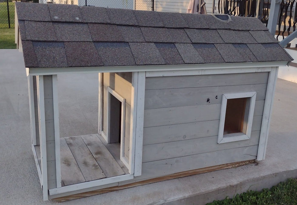 Poochie Palaces with Shingled Roof and Porch. Can install Solar Lights Too