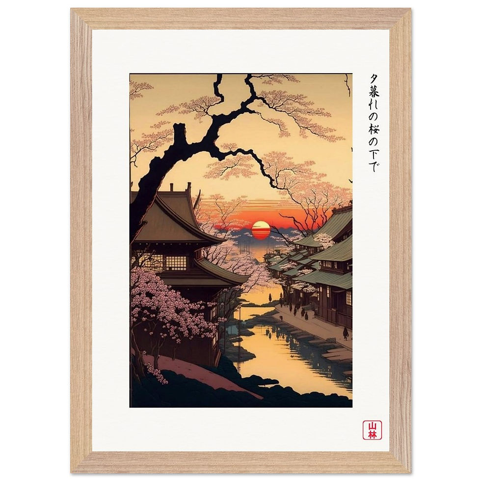 Premium Wooden Framed Poster - Japanese Sunset
