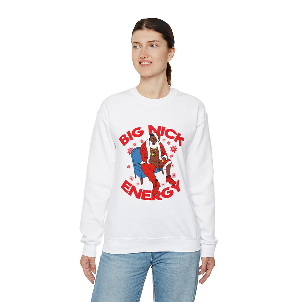 Thumbnail: Melanin Santa Big Nick Energy Crewneck Sweatshirt