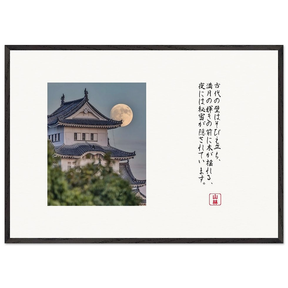 Premium Wooden Framed Poster - Castle in the Moonlight