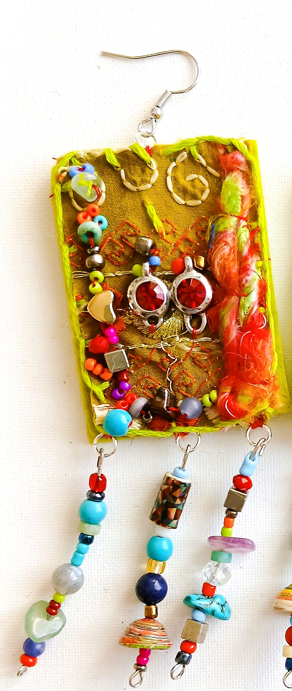 Miniature : Boucles d'oreille bohème, fabriquée à la main, upcycling