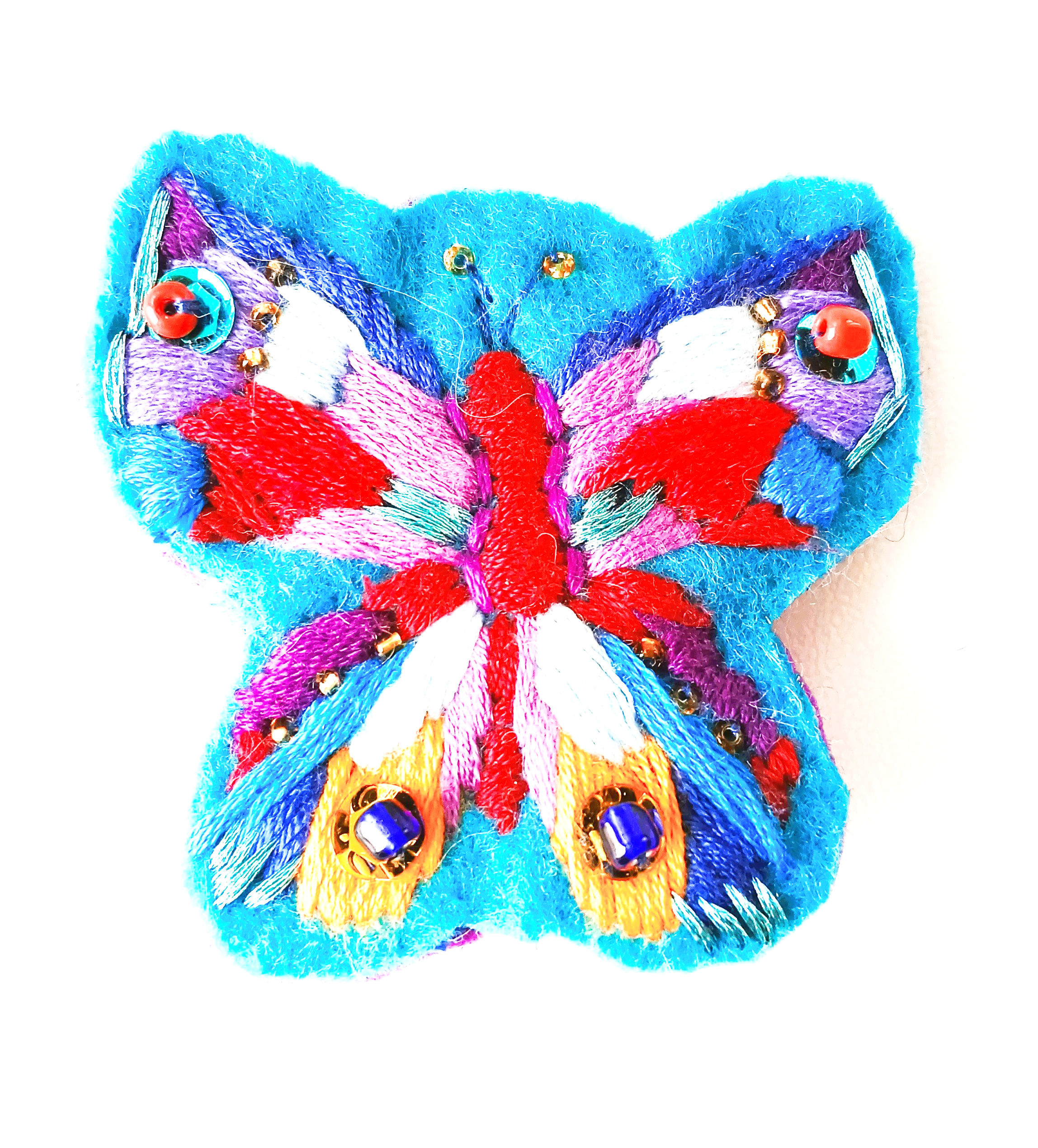 Broche textile bohème, fabriquée à la main, upcycling