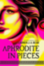 A partially visible sideways view of a woman's face, hair piled behind her head, and a border like ancient Greek embroidery at the bottom; cover of Lauren J. A. Bear's Aphrodite in Pieces