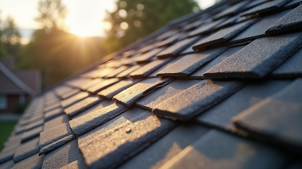 Close-up view of new shingles installed on a roof