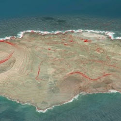 isla Alegranza con curvas de nivel