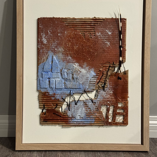 cardboard torn and painted on a canvas