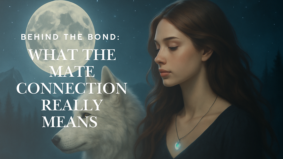 Elara, her white wolf with a glowing pendant