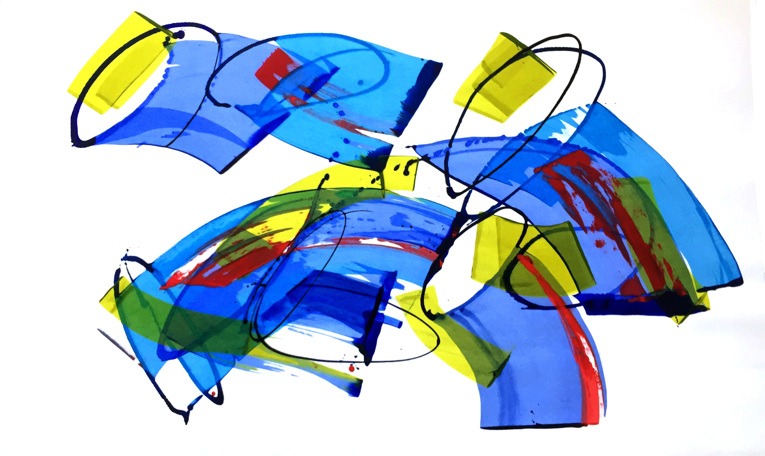 Peinture mixte sur papier E-9  2022 acrylique 36x55po