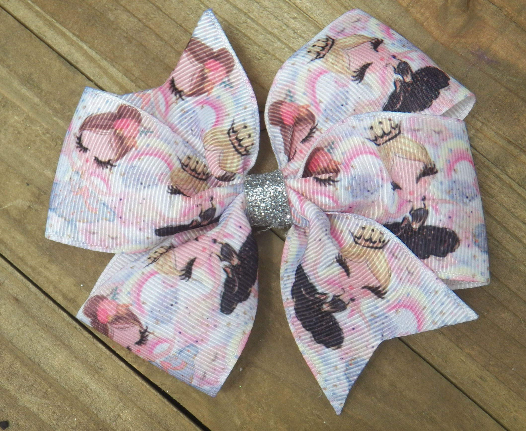 Princess Ballerina 4"Pinwheel Hairbow with no Slip Grip