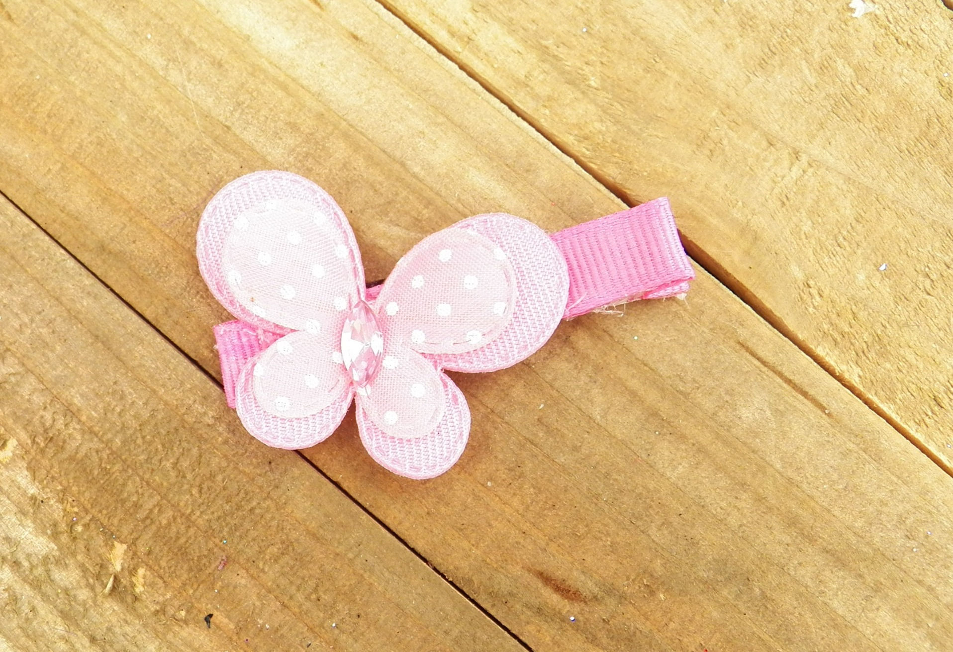 Double Layered Pink Butterfly Hair Clip with No Slip