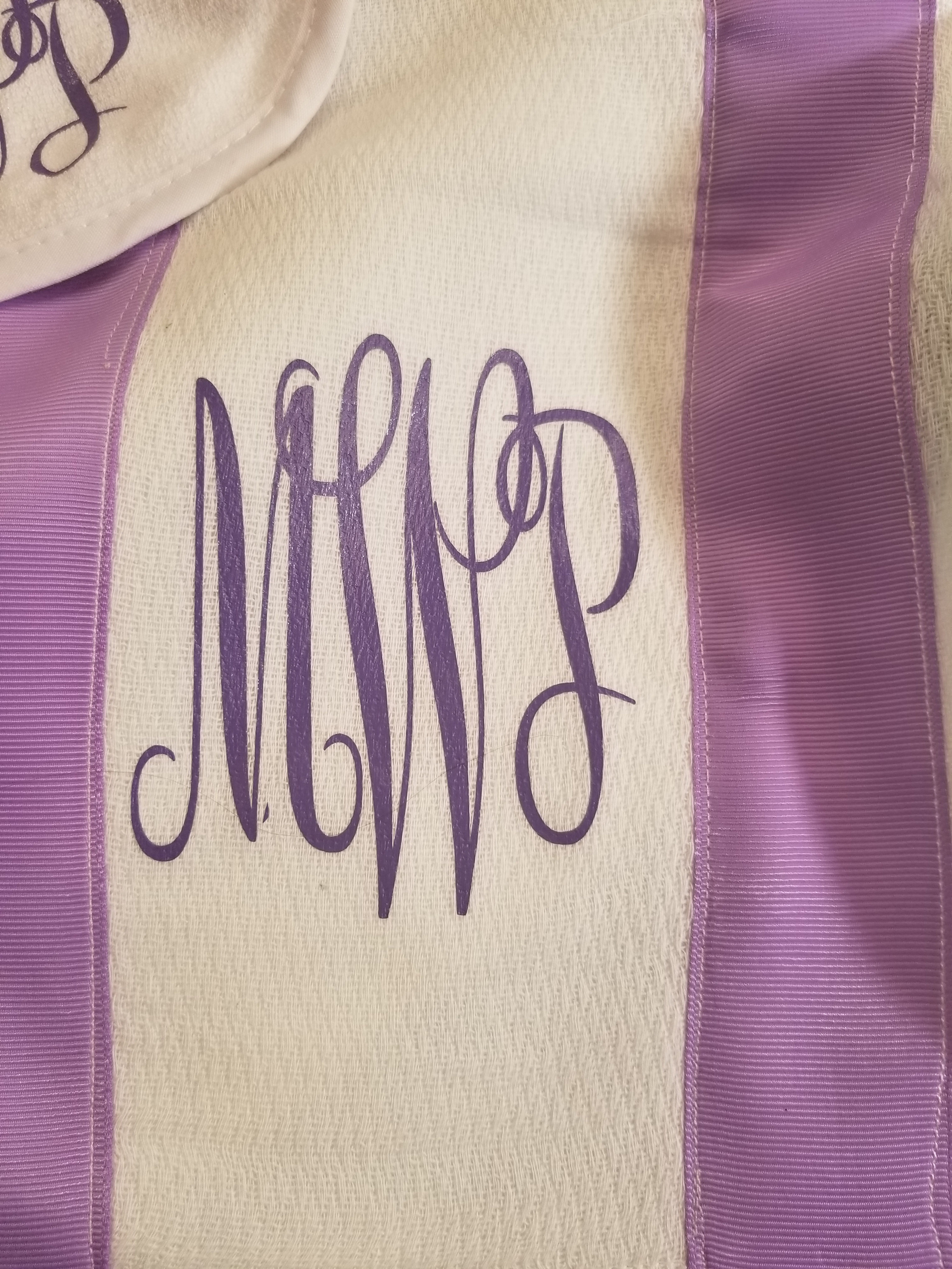 Solid Color Ribbon Lined and Monogrammed Bib and Burpcloth set