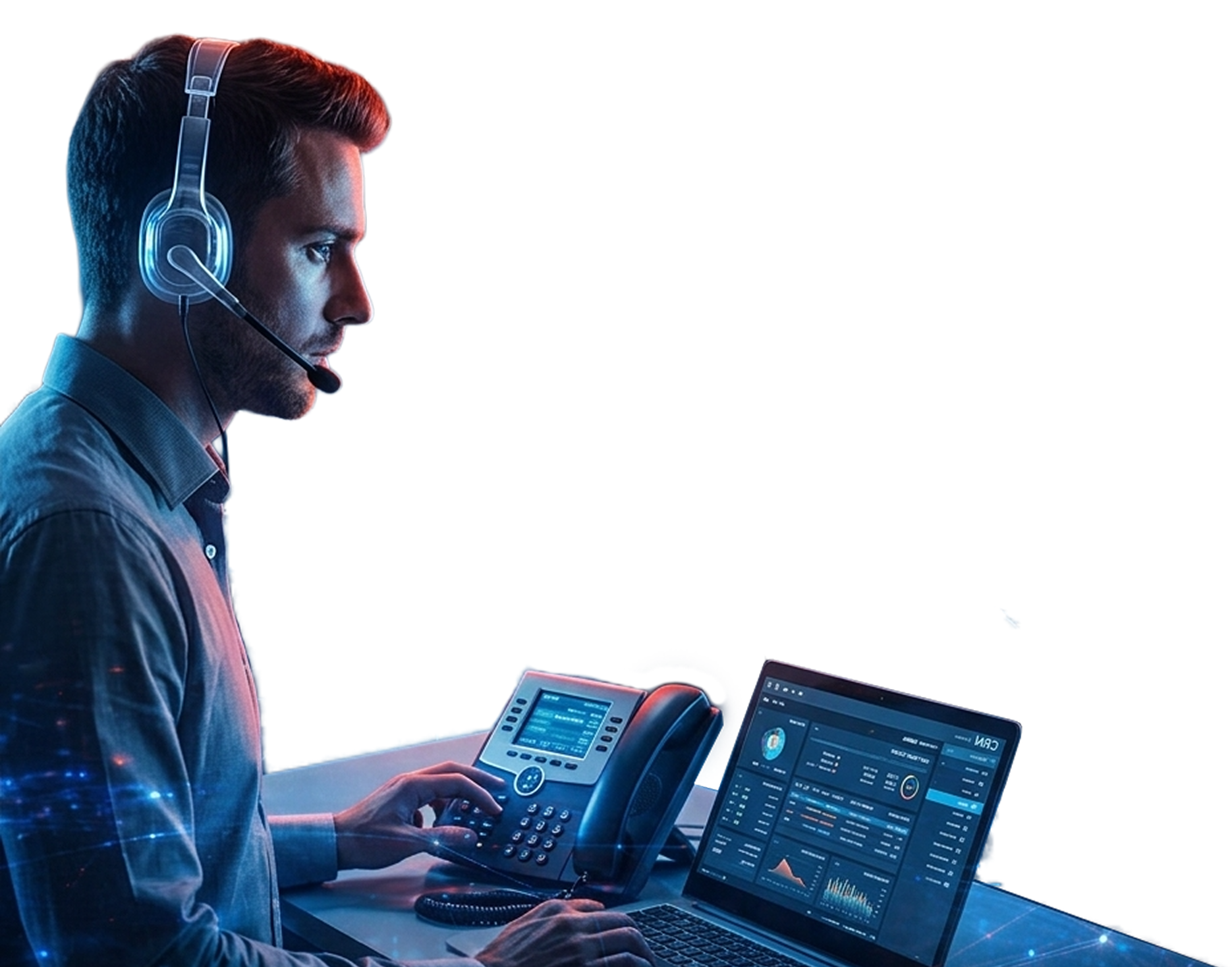 man with equipment and call.png