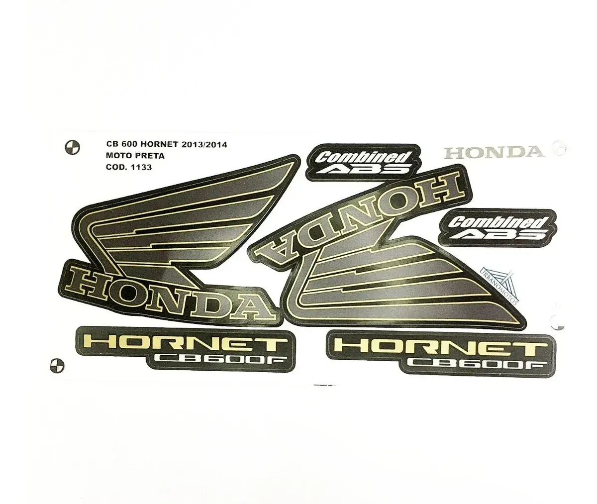 Kit Adesivo Jogo Adesivo Cb 600f Hornet 600 2013 2014 Preta