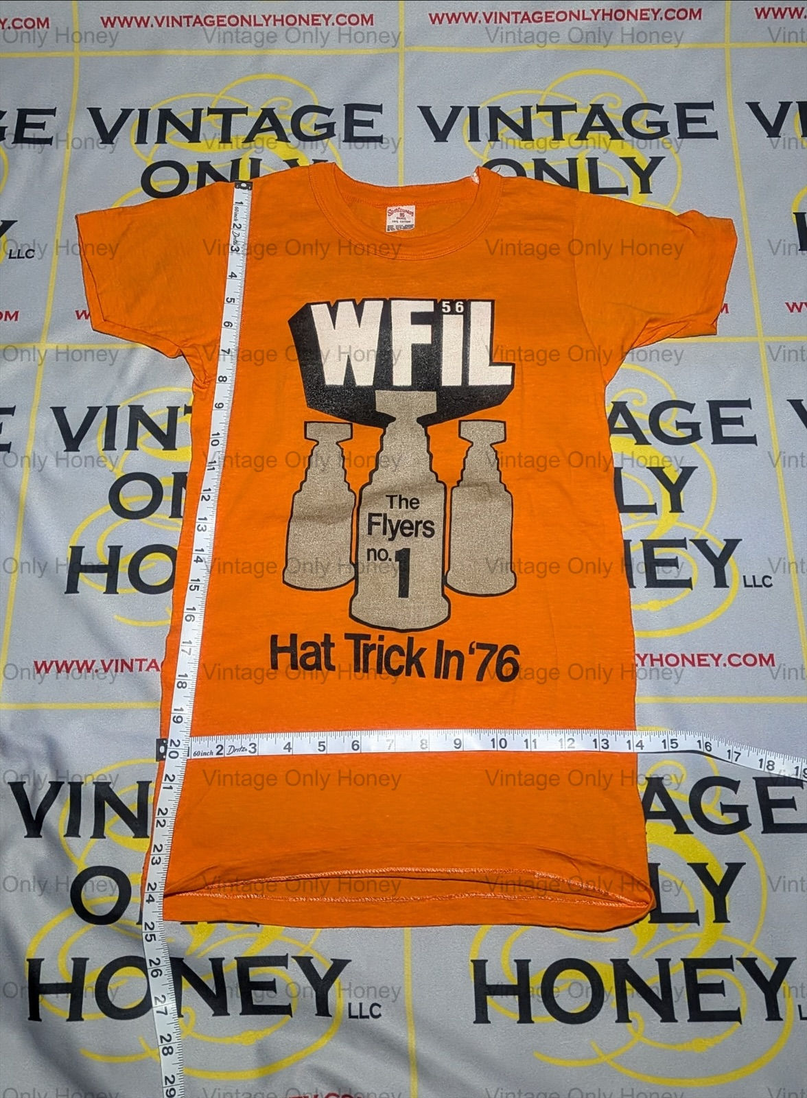 Vintage WFIL 56 Radio Hat Trick 1976 Philadelphia T-Shirt Orange