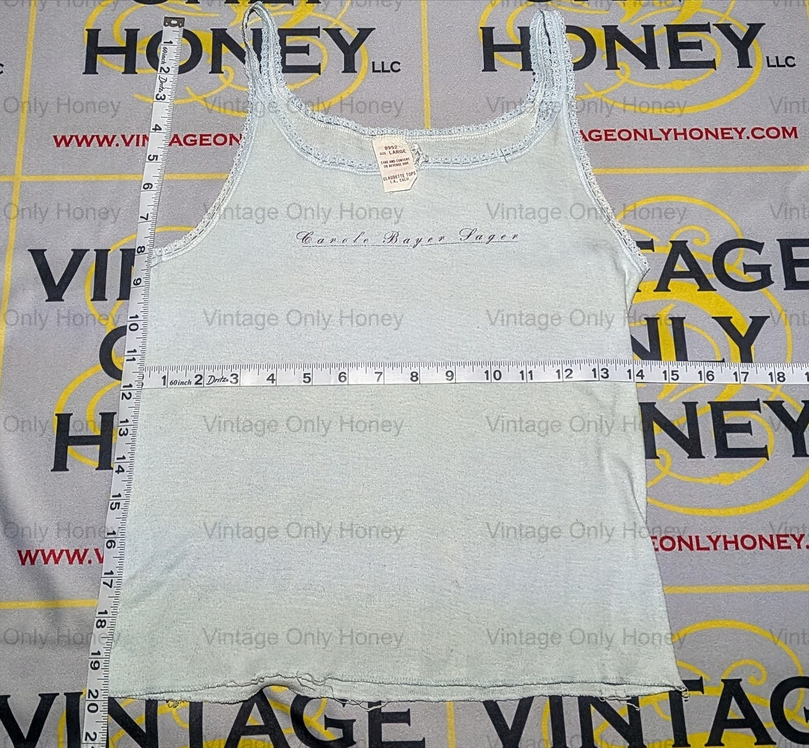 Vintage Carole Bayer Sager Lace-Trim Strap T-Shirt Blue