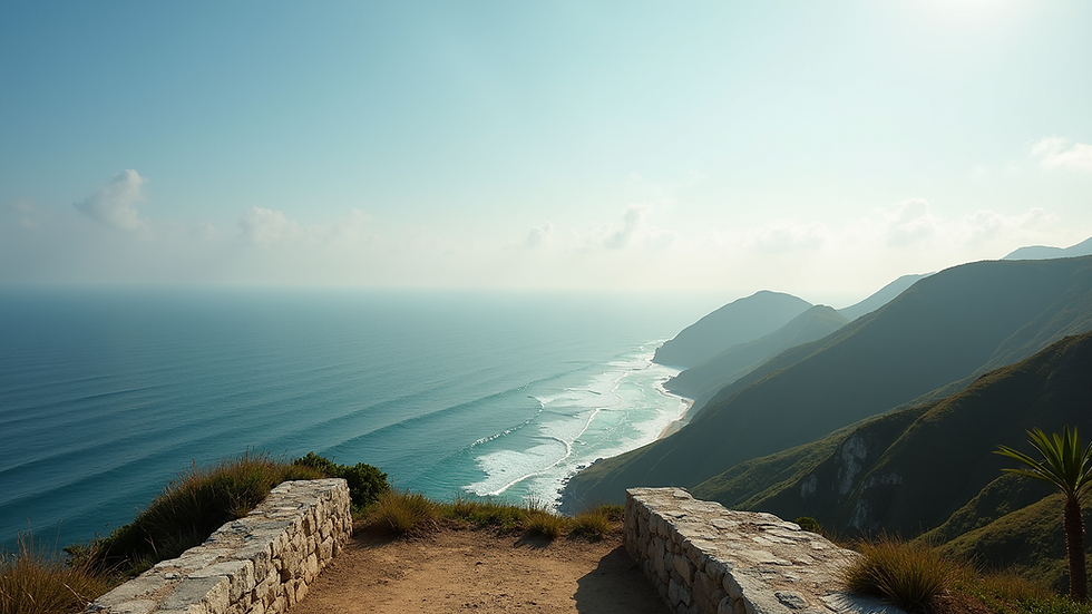 Eye-level view of a scenic lookout point overlooking the ocean