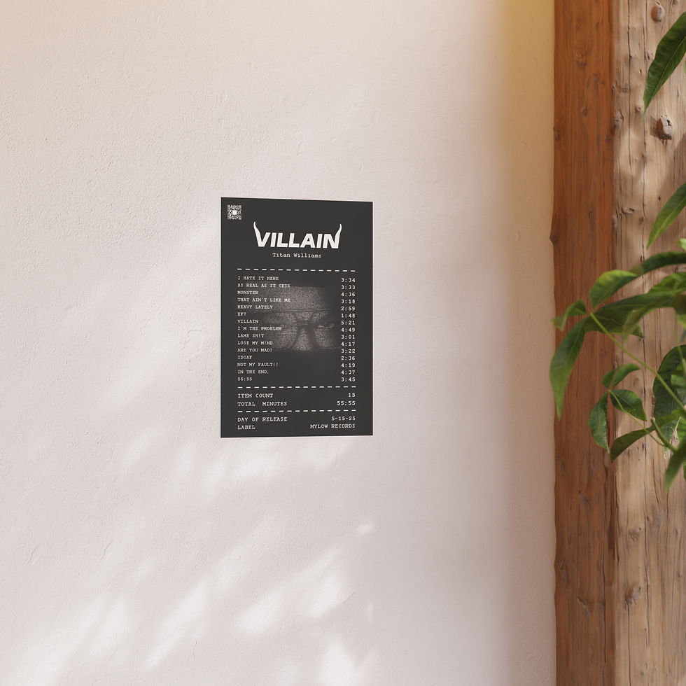 Thumbnail: VILLAIN Receipt style track-list with QR Code - Poster  