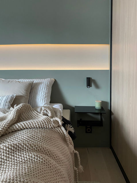 Sovrum med grön vägg