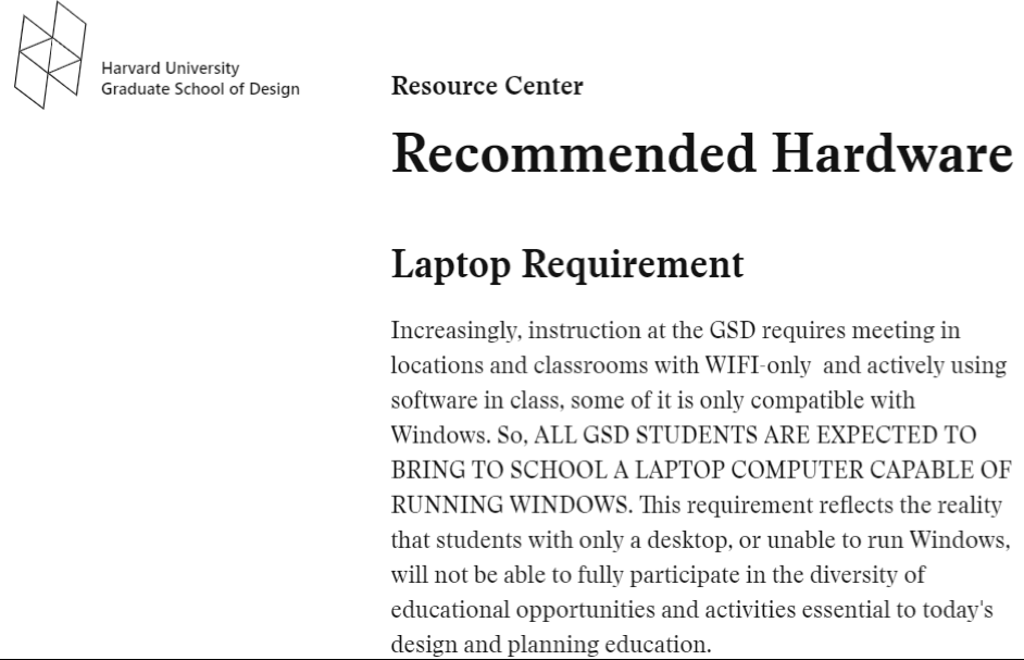 laptop specifications for architects