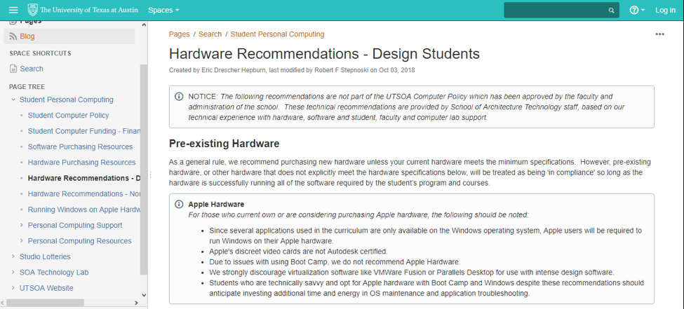 hardware recommendations for design students