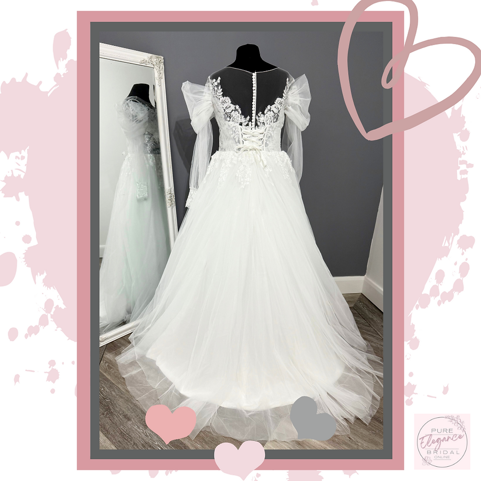 Thumbnail: 'Remi' ivory puffed sleeve wedding dress