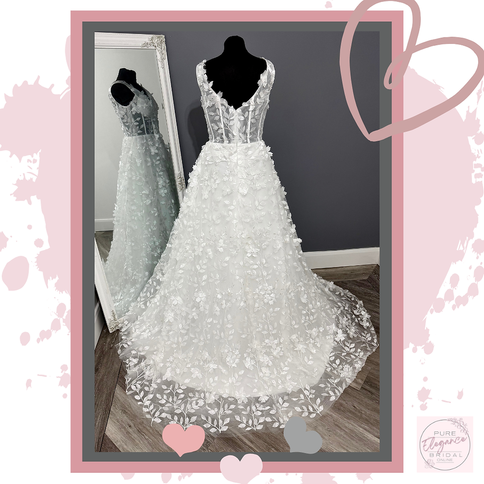 Thumbnail: Size 14/16 ‘Wren’ Wedding Dress with Floral Appliqués