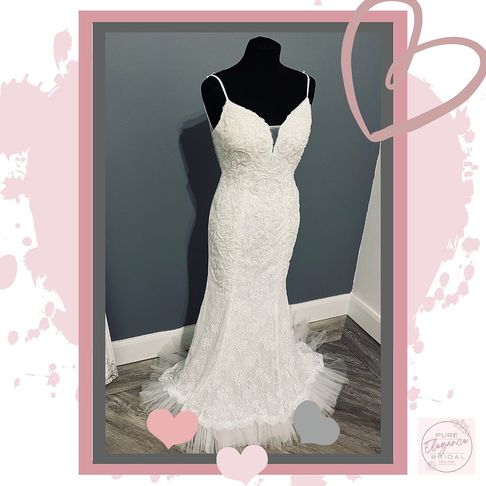 Thumbnail: Front Side View of Suki Bridal Ivory Mermaid Beaded Wedding Dress