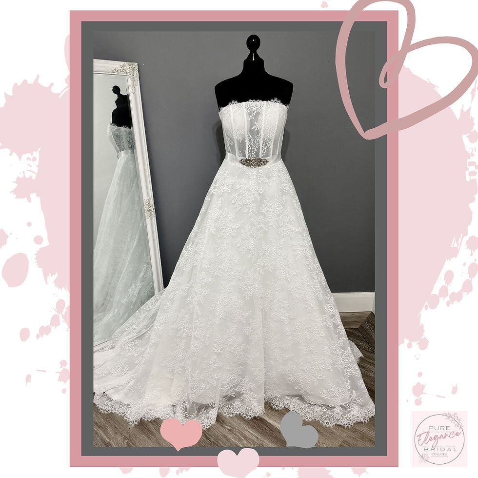 Size 10/12 ‘Anna’ Lace Strapless Wedding Dress with Visible Boning