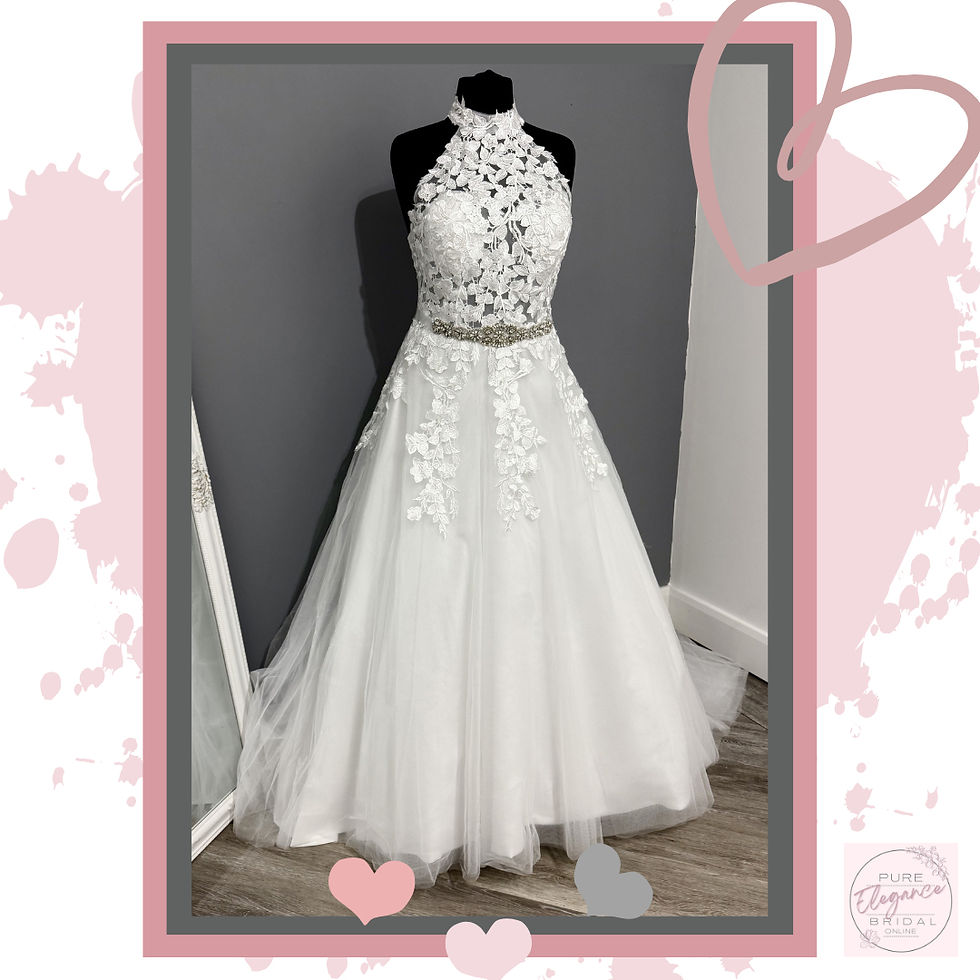 Thumbnail: Size 16/18 ‘Blossom’ Halter Neck Ivory Lace Wedding Dress
