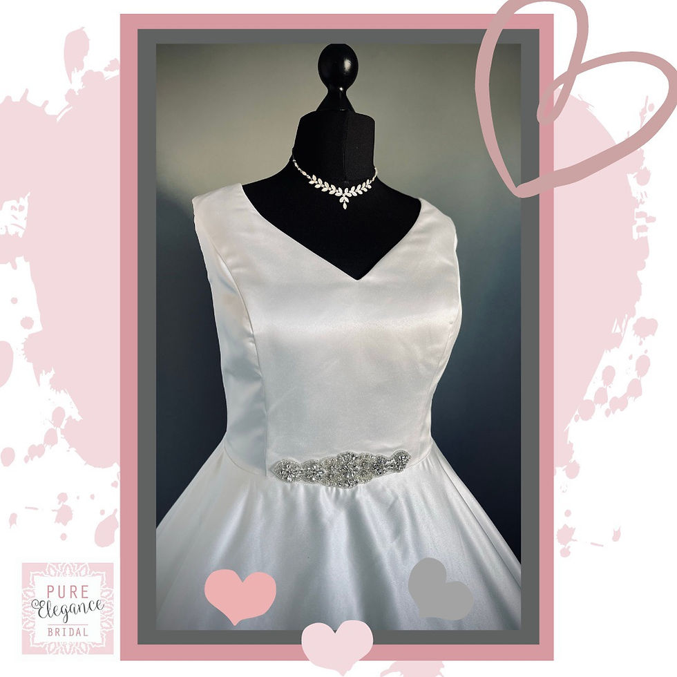Thumbnail: Size 26/28 ‘Betsy’ Ivory Satin Wedding Dress with Diamante Embellishment