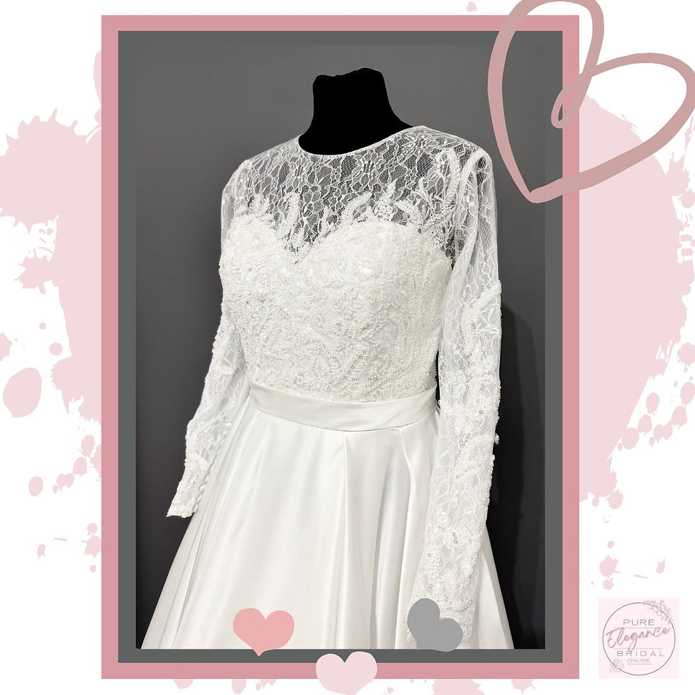 Thumbnail: Size 14/16 ‘Yasmine’ Ivory Lace Beaded Bodice Satin Wedding Dress