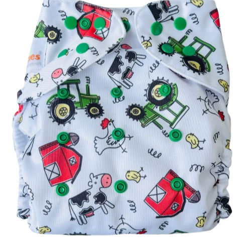 Pañal ecológico animales granja broches