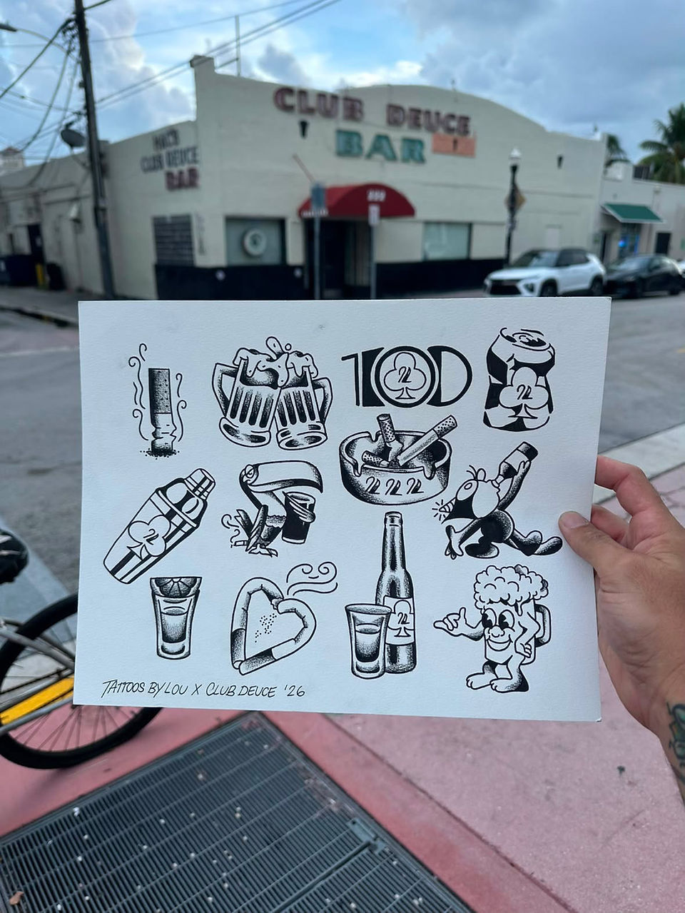 Leo Lombardo Mac's Club Deuce Inspired Tattoo Flash at Tattoos By Lou