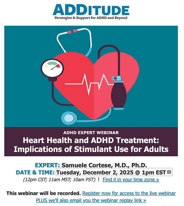 Heart Health and ADHD Treatment Webinar December 2, 2025