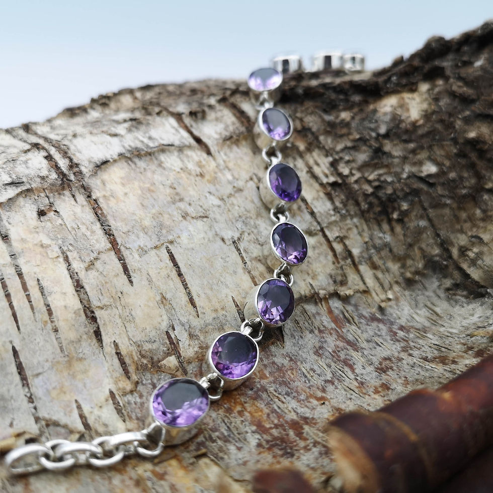 Thumbnail: Silver Amethyst Bracelet