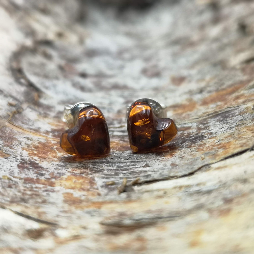 Amber Heart Stud Earrings