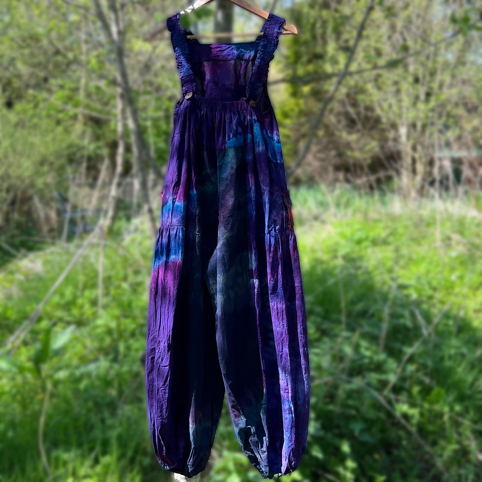 Thumbnail: Purple Tie Dye Flower Dungarees